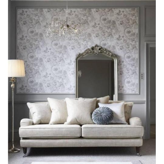 virag madar mintas vintage tapeta bezs szurke feher elegans letisztult polgari romantikus lakas otthon nyaralo nappali haloszoba klasszikus cukraszda etterem.jpg